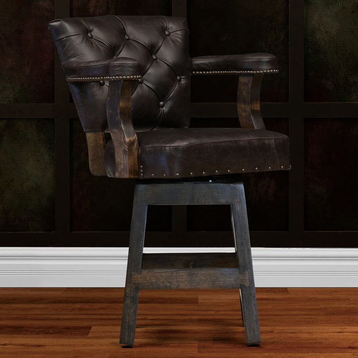 Dodson Tufted Leather Barstool