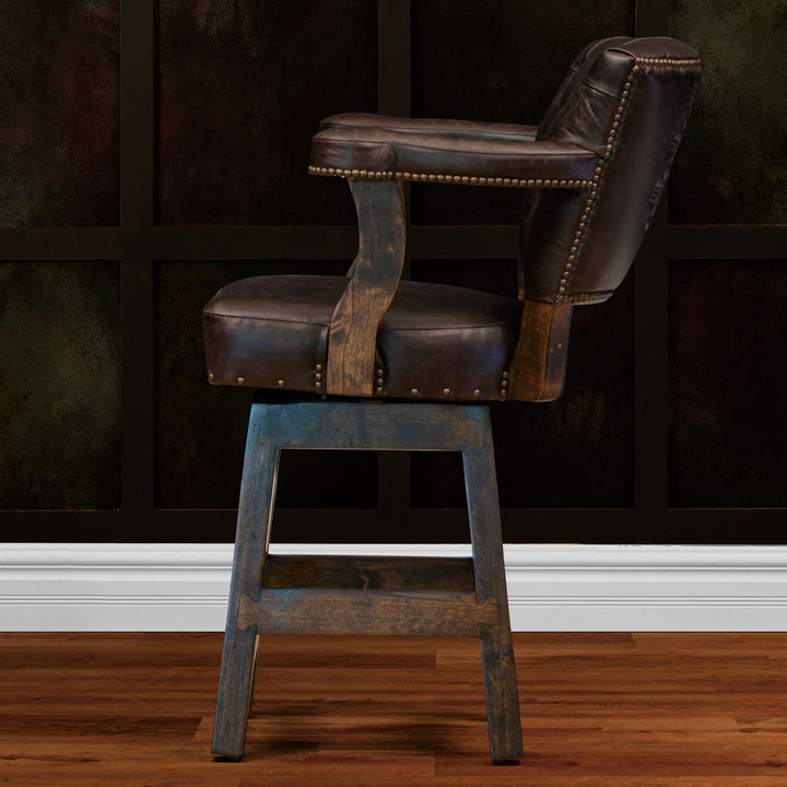 Dodson Tufted Leather Barstool