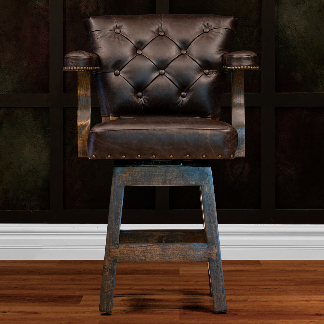 Dodson Tufted Leather Barstool