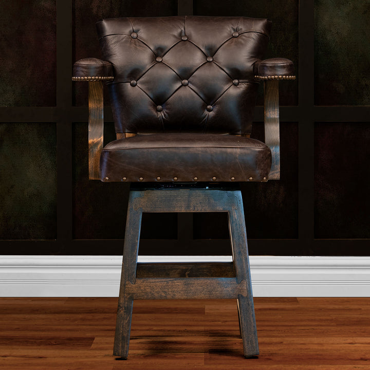 Dodson Tufted Leather Barstool