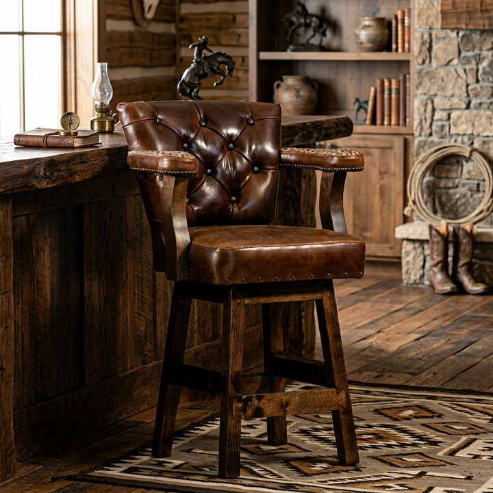 Buck RJ Chisum Tufted Leather Barstool