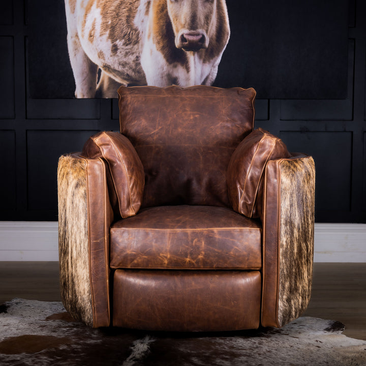 Bearcreek Snug Leather Swivel Recliner