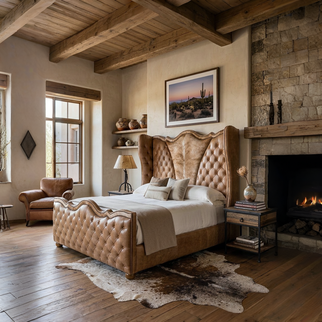 Benson Tufted Leather Bed