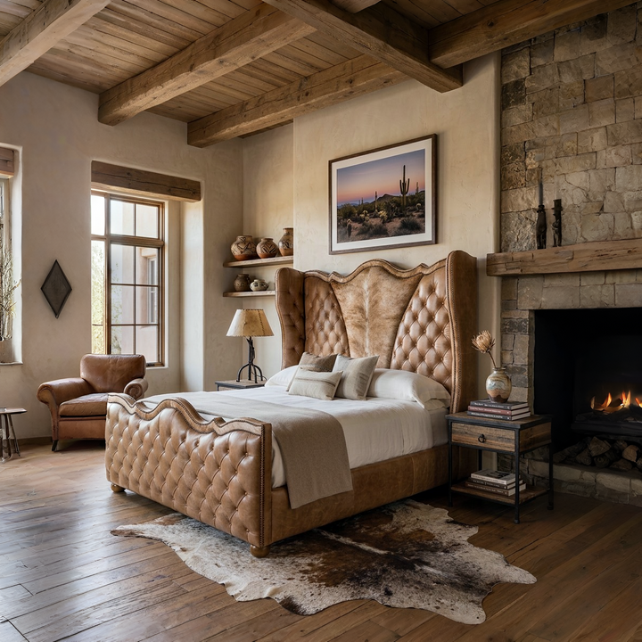 Benson Tufted Leather Bed
