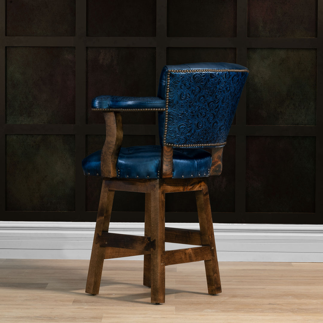 Blue Sky Tufted Leather Barstool