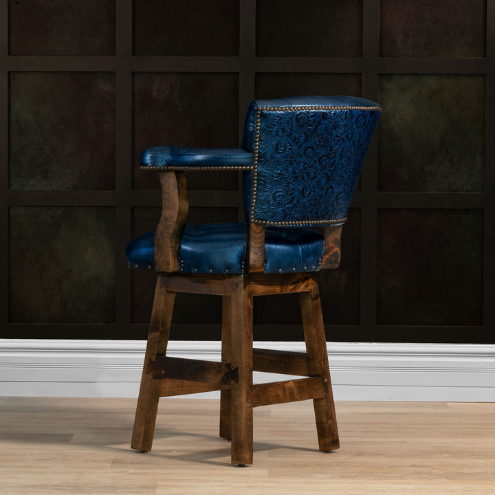 Blue Sky Tufted Leather Barstool