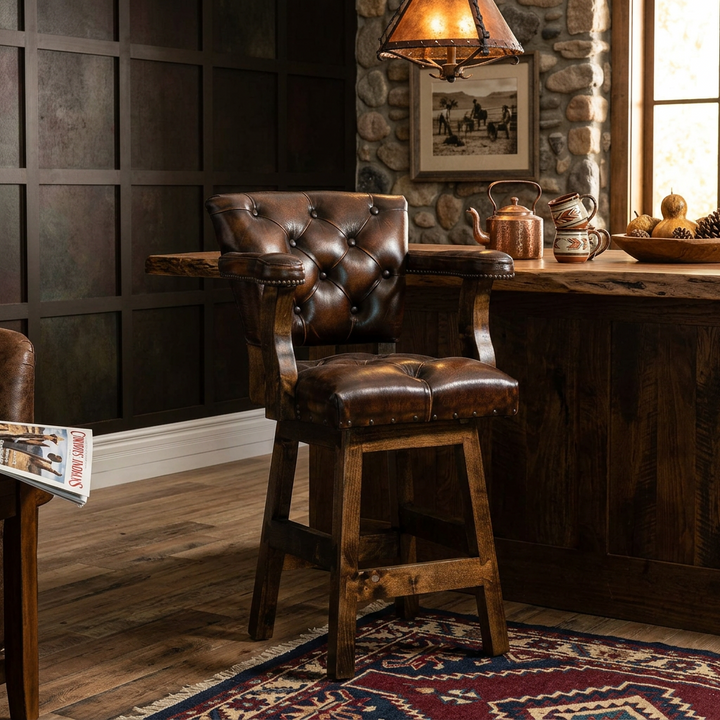 Boerne RJ Chisum Tufted Leather Barstool