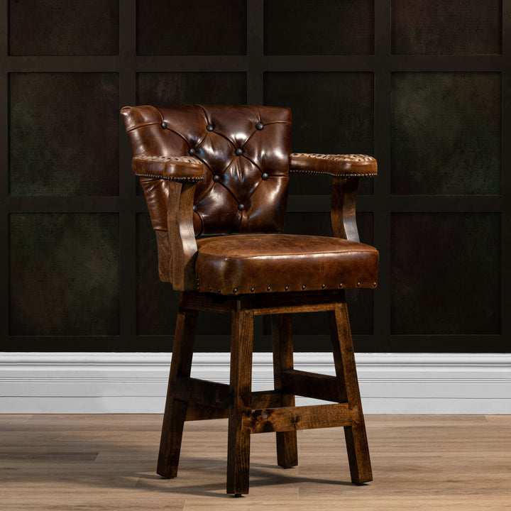 Buck RJ Chisum Tufted Leather Barstool