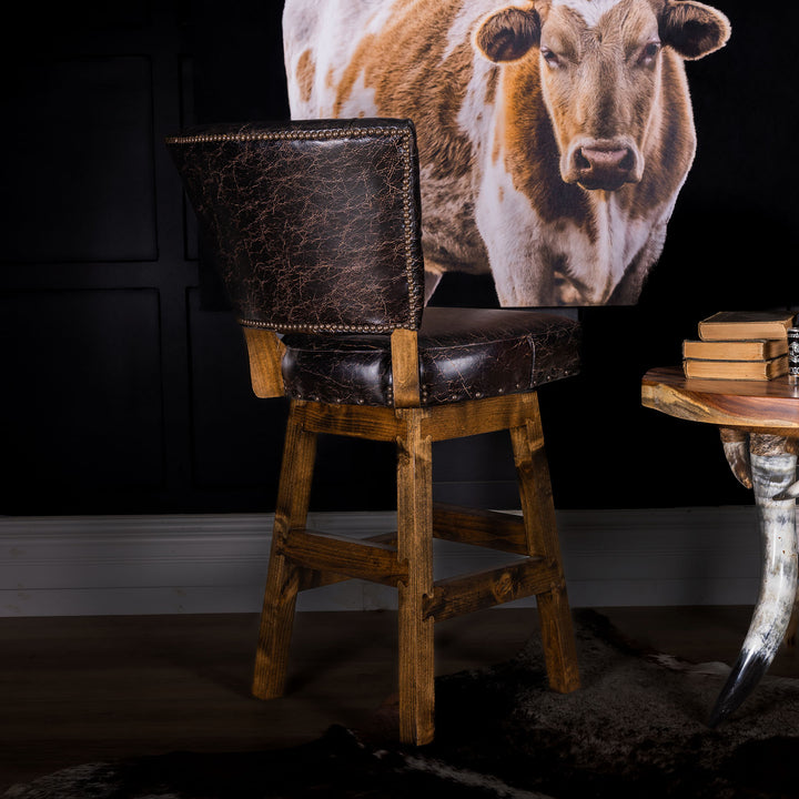 Bullhead Tufted Leather Barstool