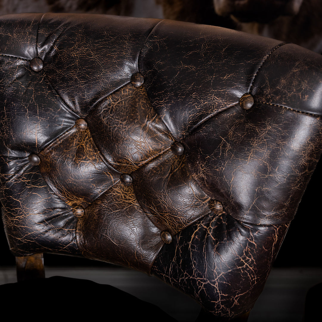 Bullhead Tufted Leather Barstool