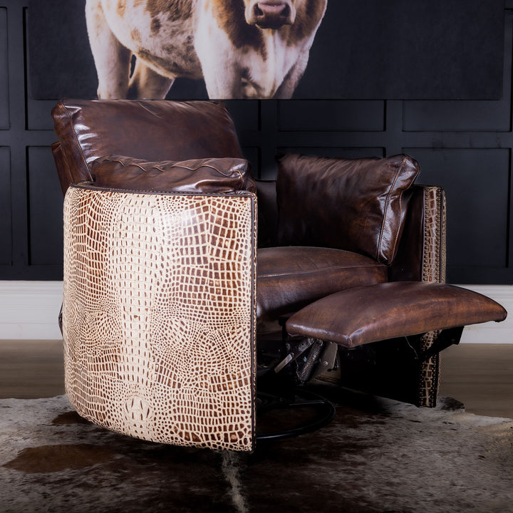 Butte Snug Leather Swivel Recliner