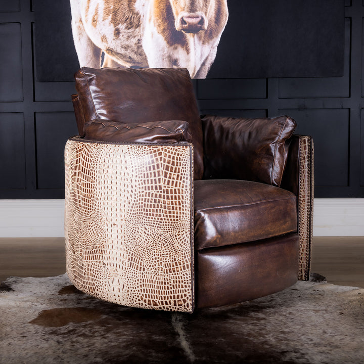 Butte Snug Leather Swivel Recliner