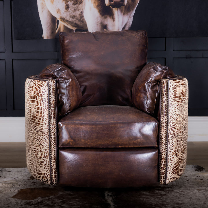 Butte Snug Leather Swivel Recliner