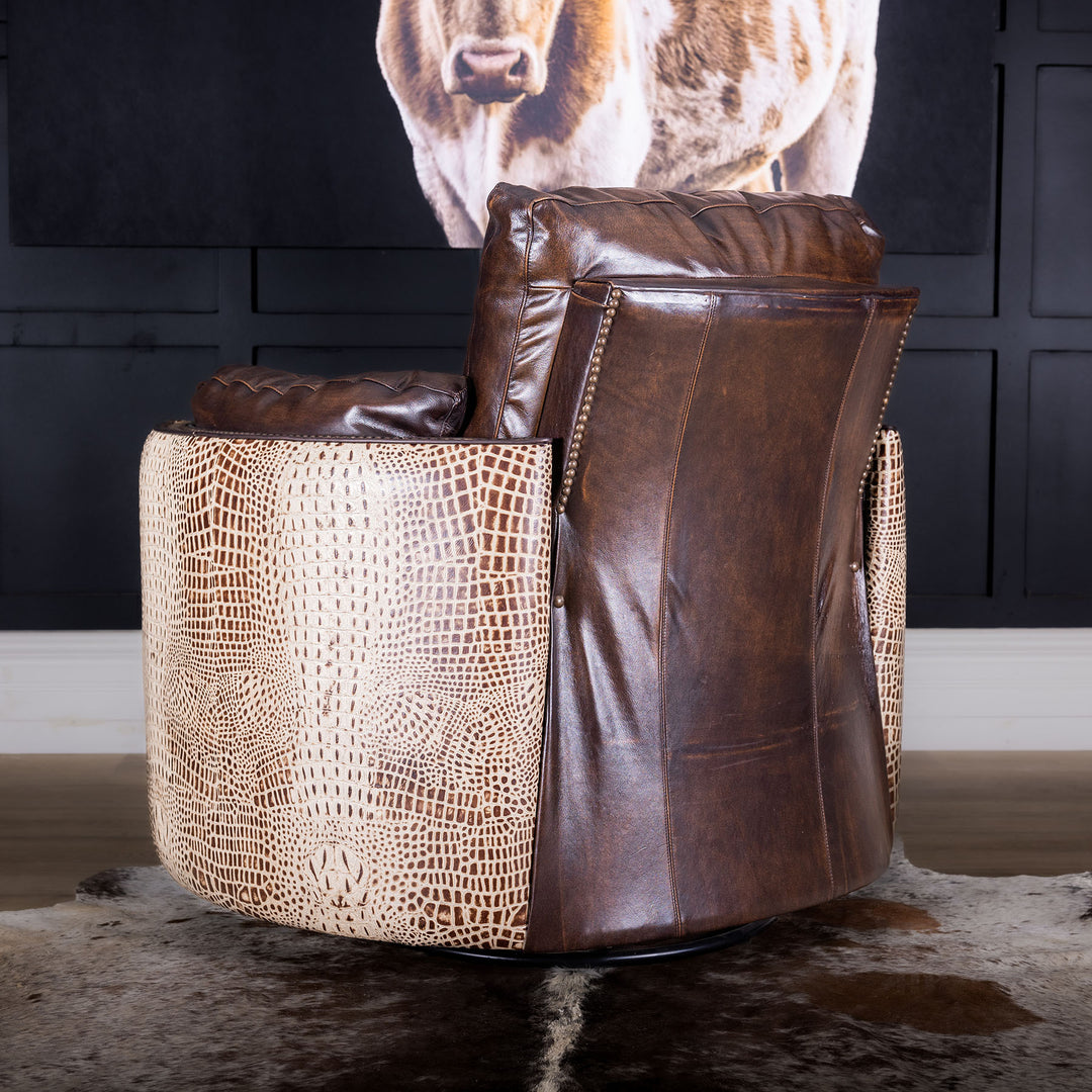Butte Snug Leather Swivel Recliner