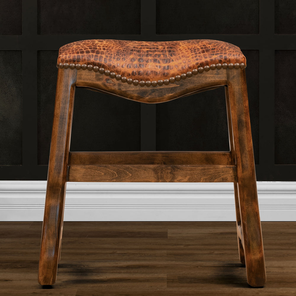 Western Leather Saddle Stool