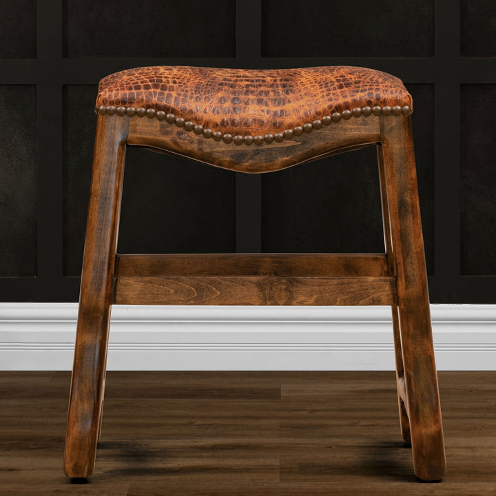 Western Leather Saddle Stool