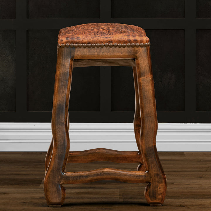 Western Leather Saddle Stool