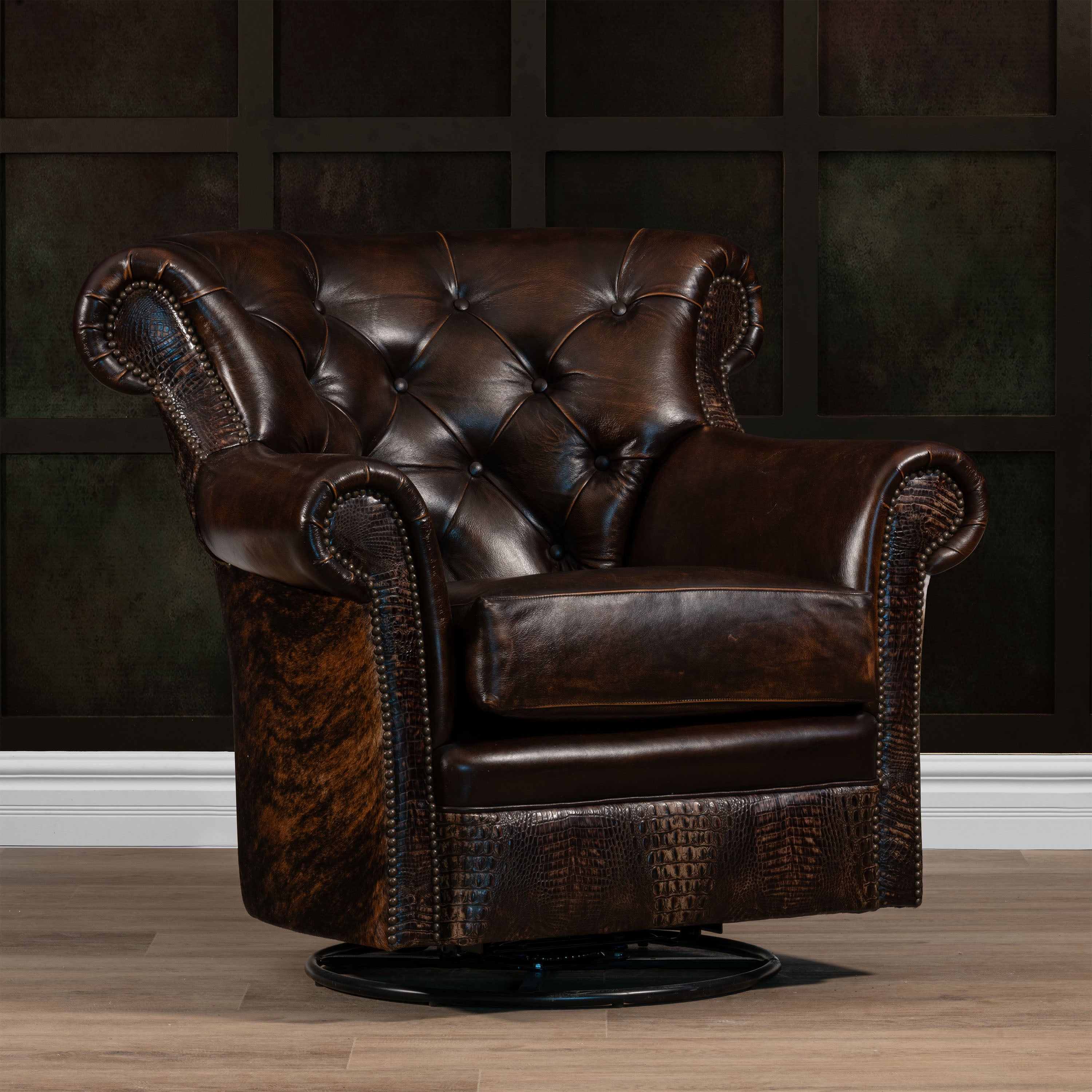 Chesterfield Swivel Chair – Texas Leather Western Collection