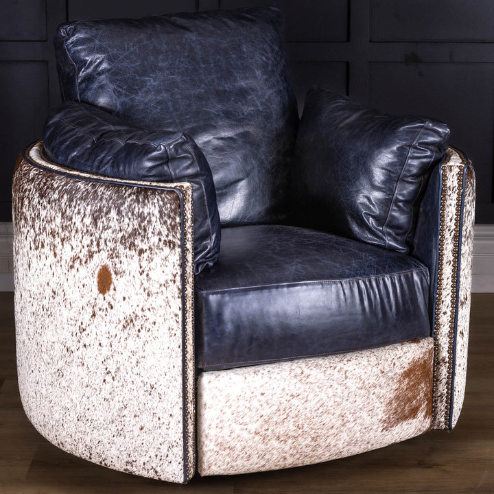 Cobalt Snug Leather Swivel Recliner