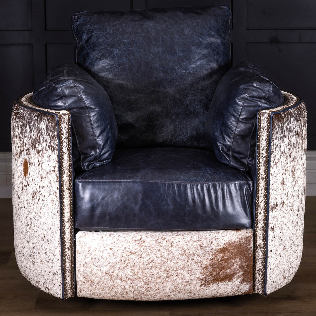 Cobalt Snug Leather Swivel Recliner