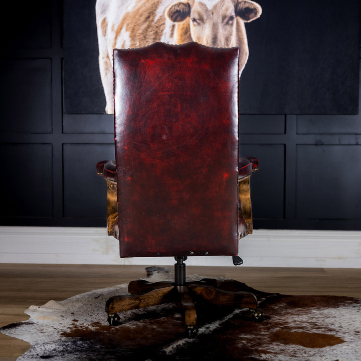 Crimson Tufted Leather Office Chair