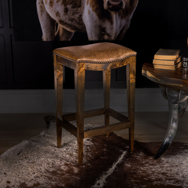 Douglass Leather Saddle Stool