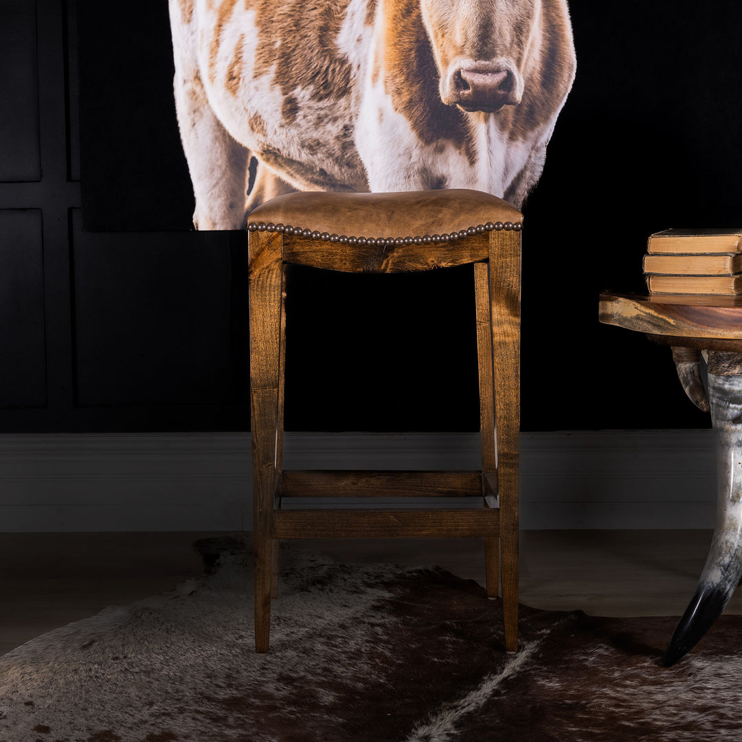 Douglass Leather Saddle Stool