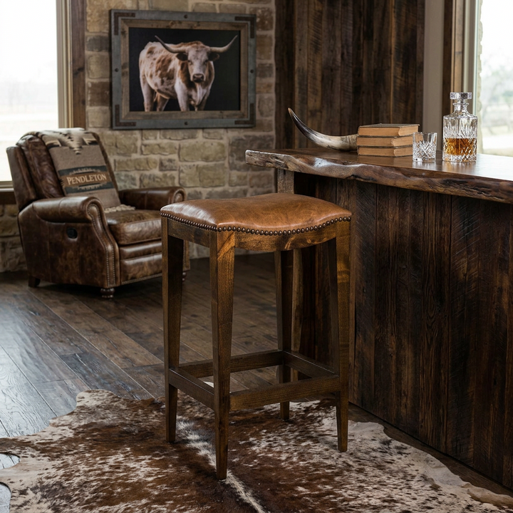 Douglass Leather Saddle Stool