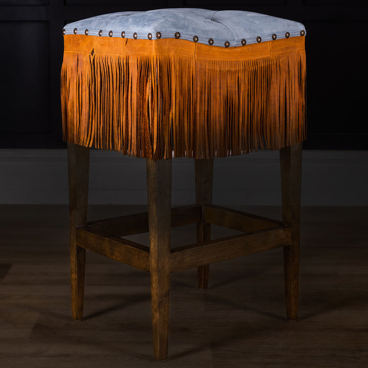 Fringe Leather Saddle Stool
