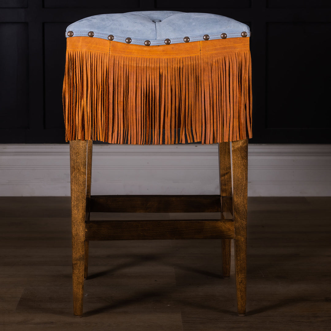 Fringe Leather Saddle Stool