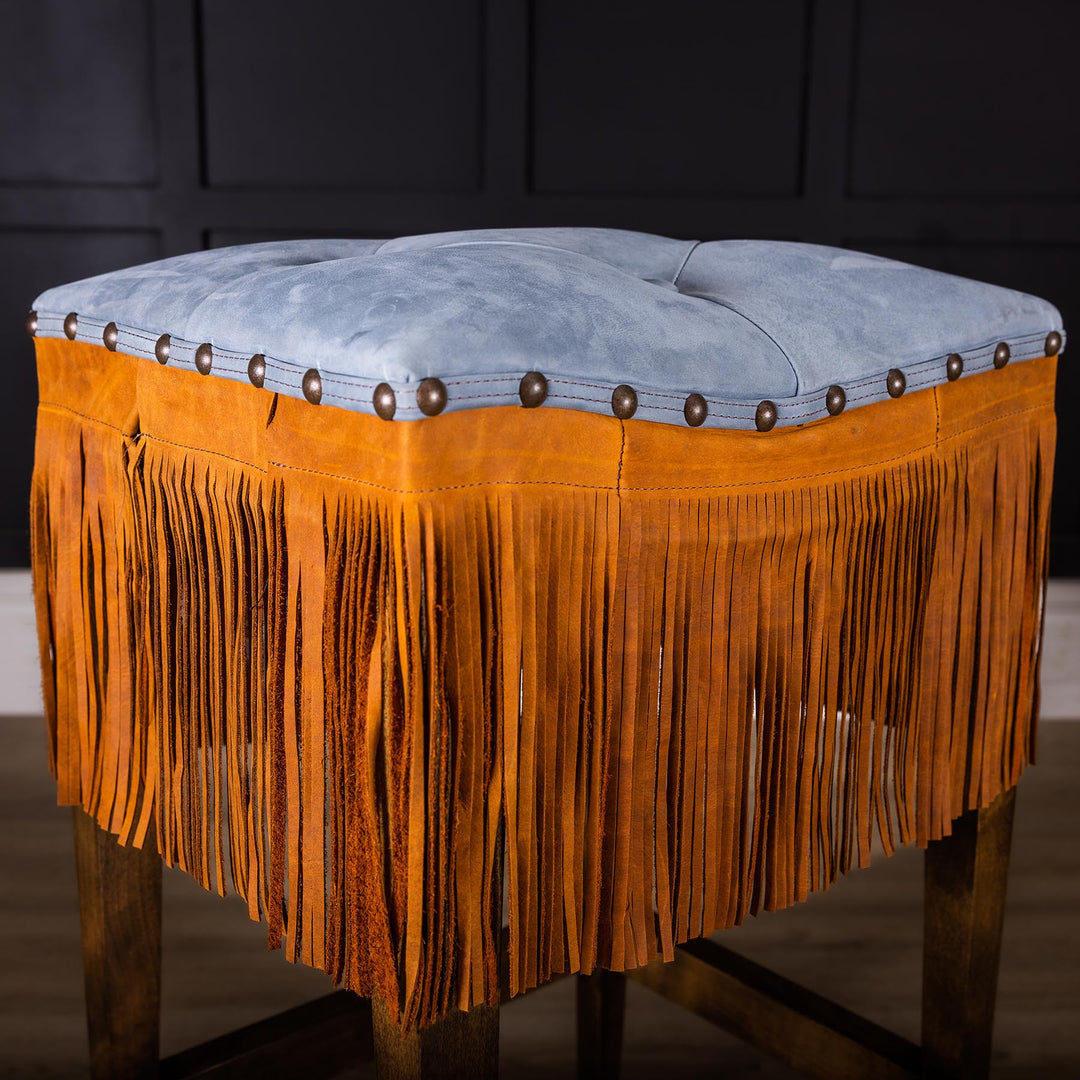 Fringe Leather Saddle Stool
