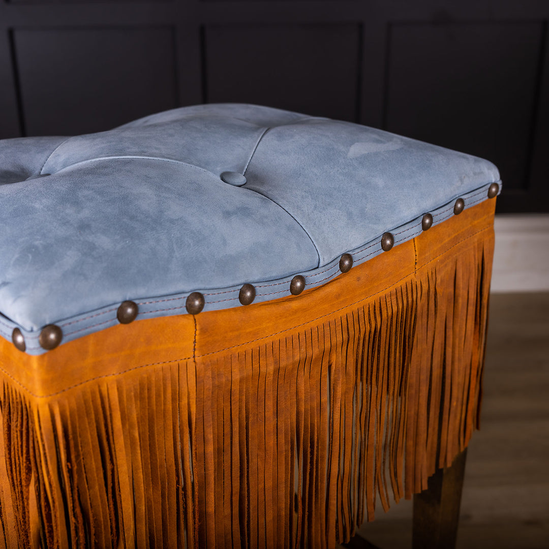 Fringe Leather Saddle Stool