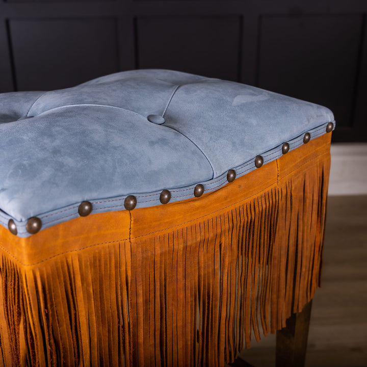 Fringe Leather Saddle Stool