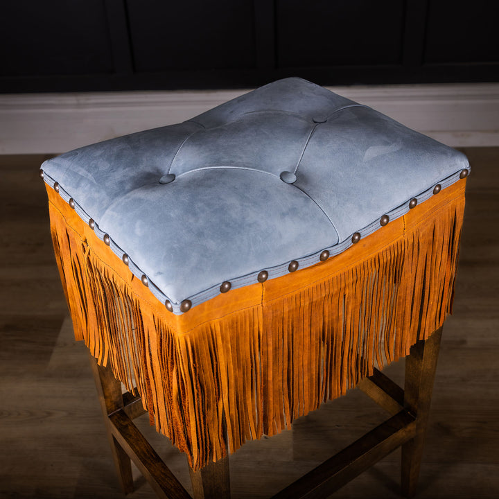 Fringe Leather Saddle Stool