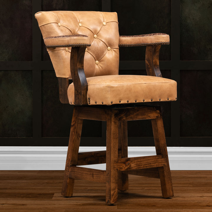 Fulton RJ Chisum Tufted Leather Barstool