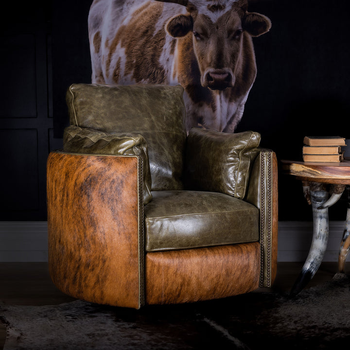 Goliad Snug Leather Swivel Recliner