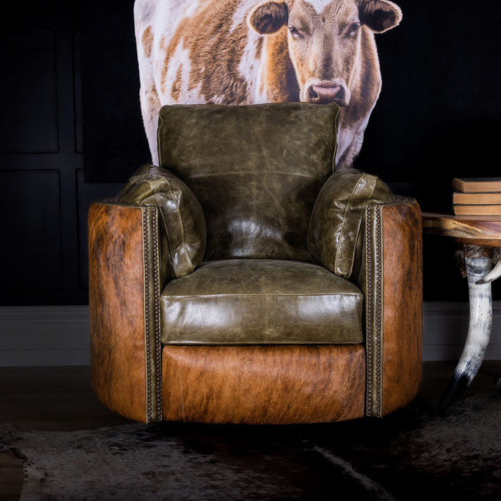 Goliad Snug Leather Swivel Recliner