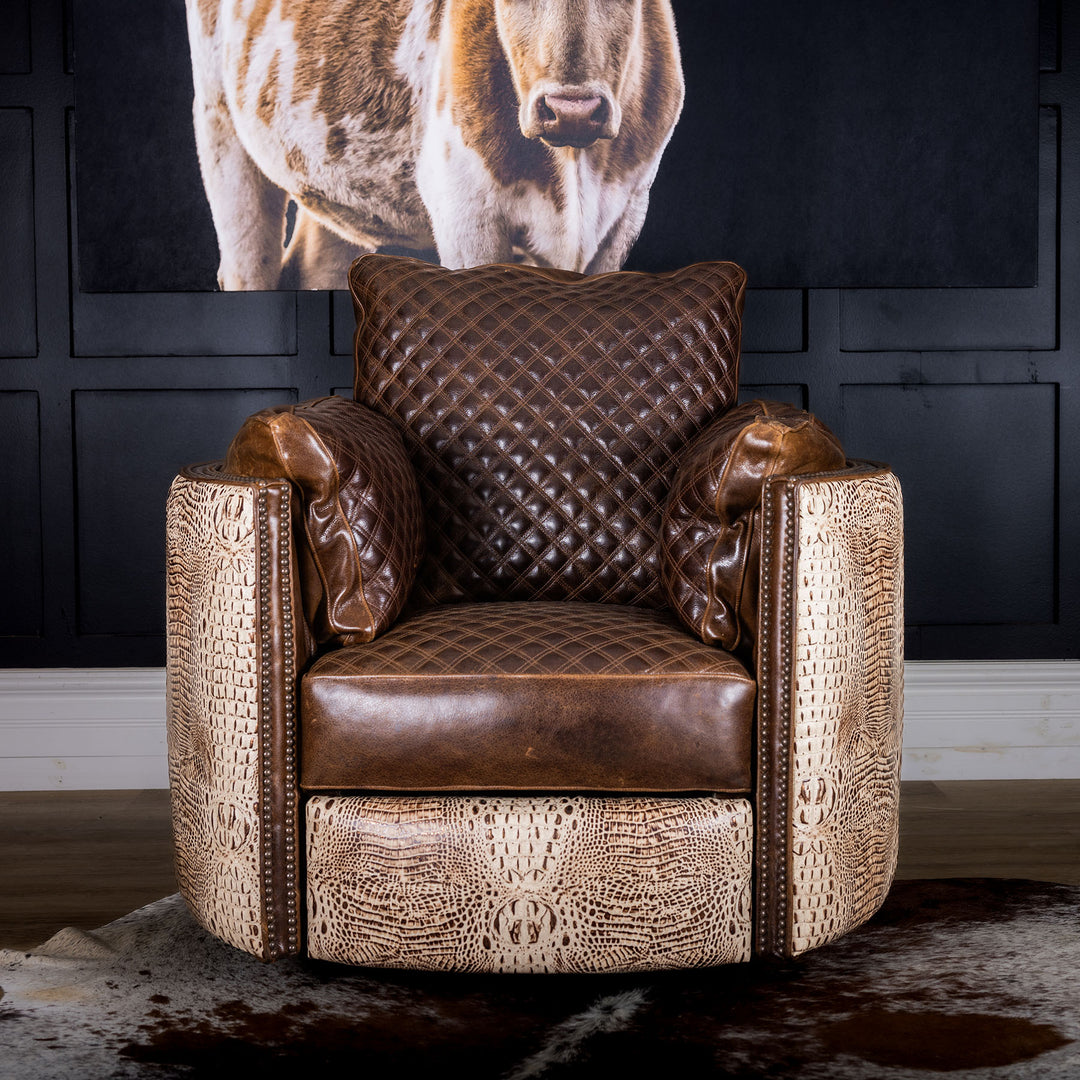 Heritage Ranch Snug Leather Swivel Recliner