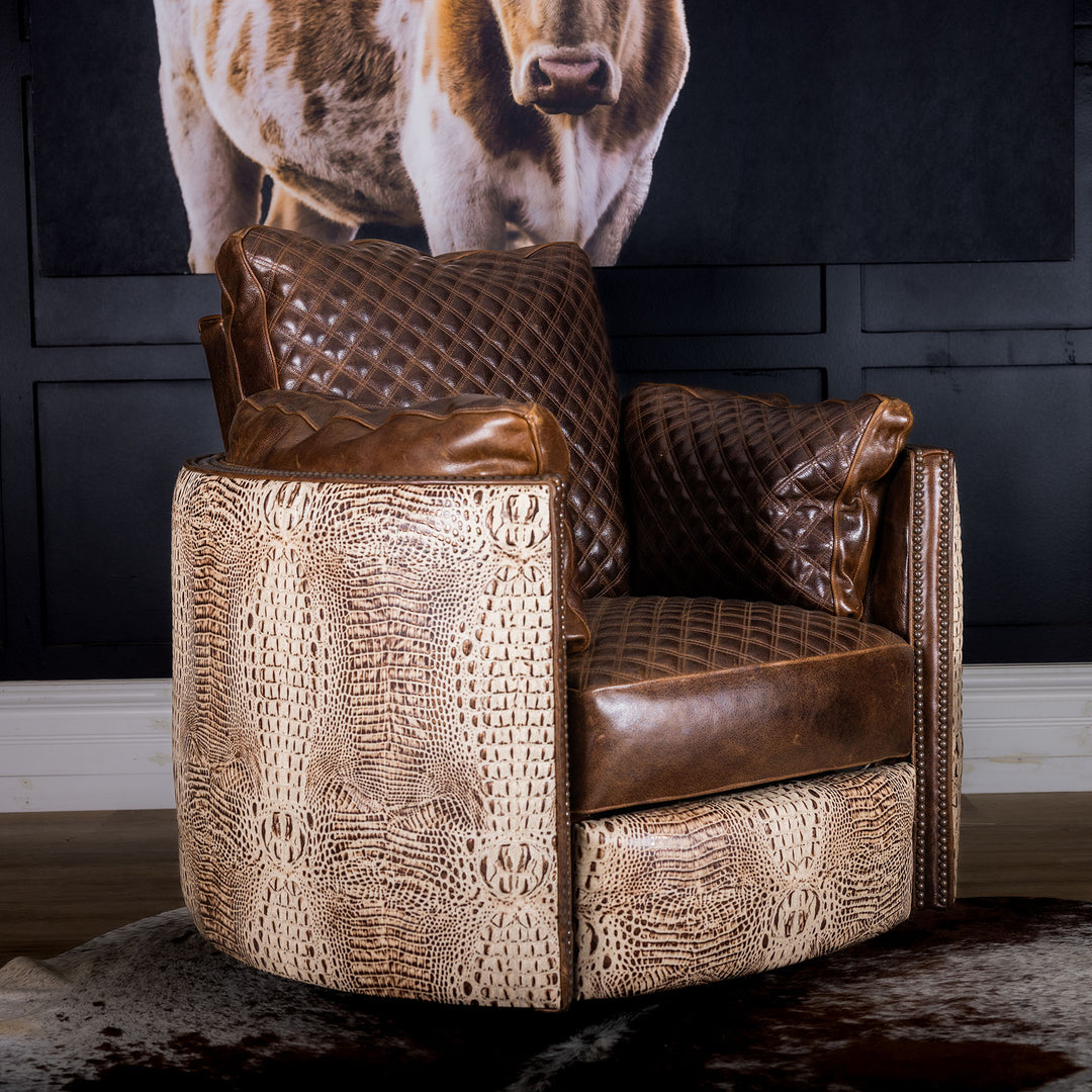 Heritage Ranch Snug Leather Swivel Recliner