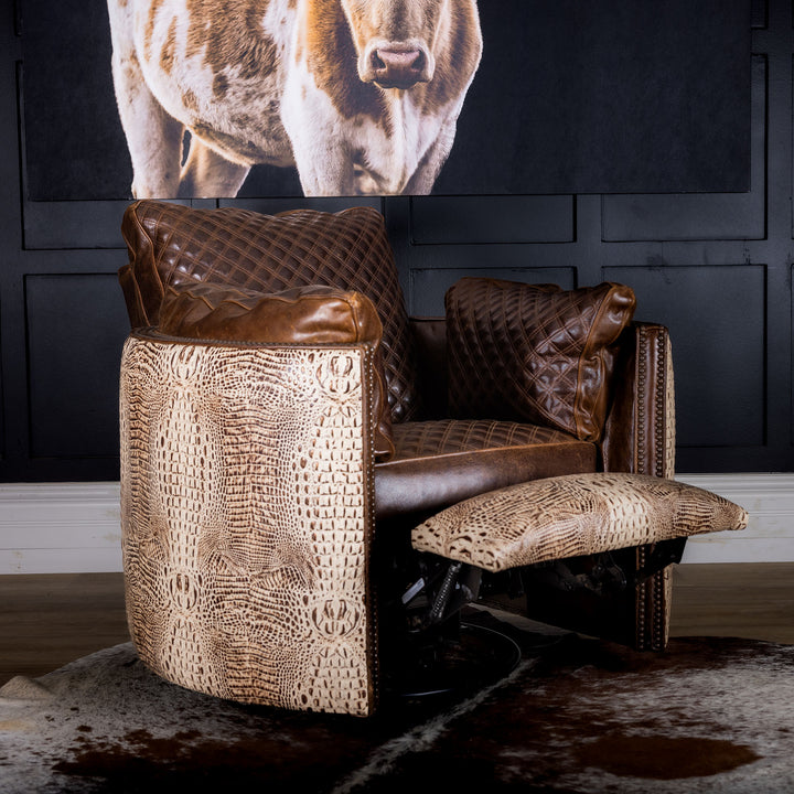 Heritage Ranch Snug Leather Swivel Recliner