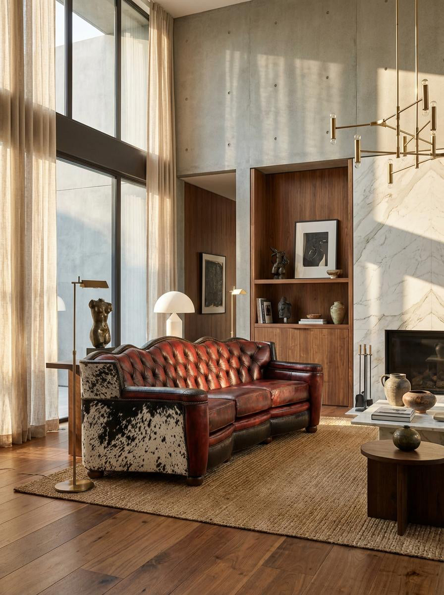 kotka tobacco tufted leather sofa Made from 100% aniline leather each piece embraces the natural beauty of the materialfeaturing unique variations in color texture and subtle markings that make every sofa one of a kind. Medina Tufted Sofa Texas
