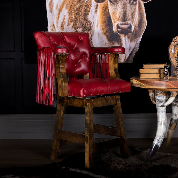 Mesa Fringe Tufted Leather Barstool