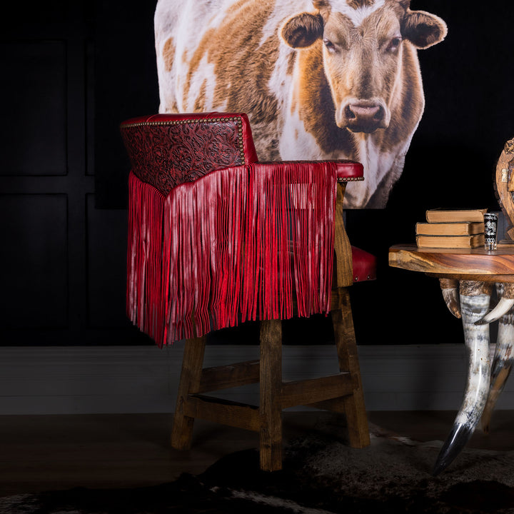 Mesa Fringe Tufted Leather Barstool