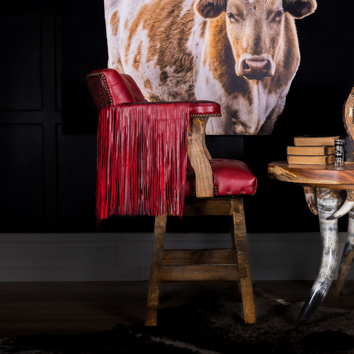 Mesa Fringe Tufted Leather Barstool