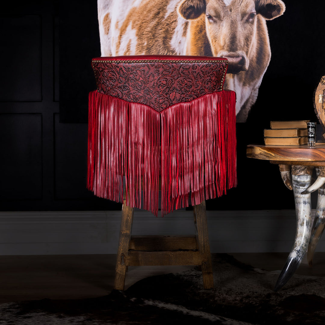 Mesa Fringe Tufted Leather Barstool