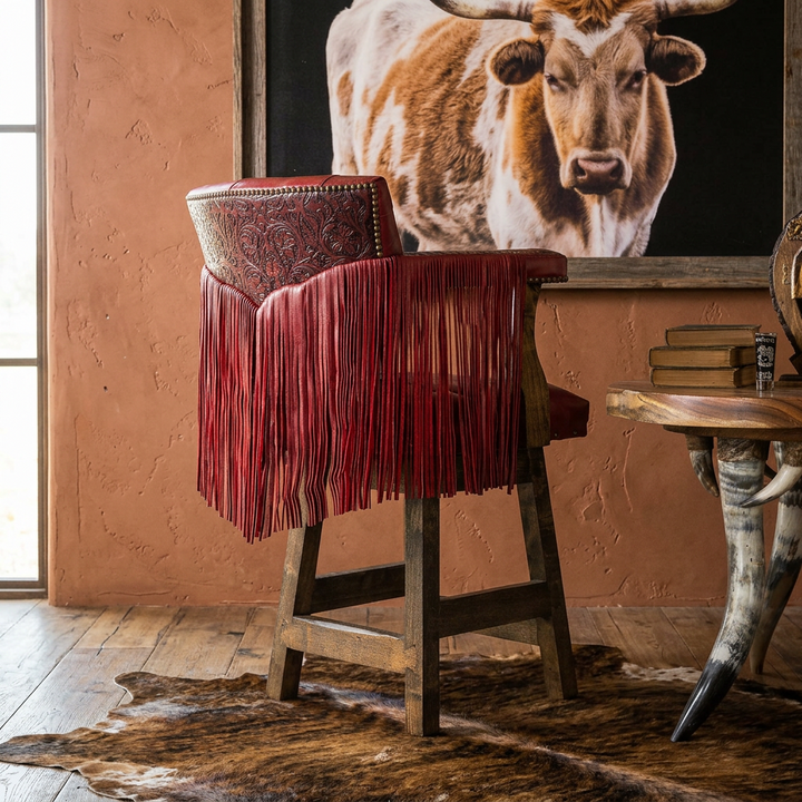 Mesa Fringe Tufted Leather Barstool