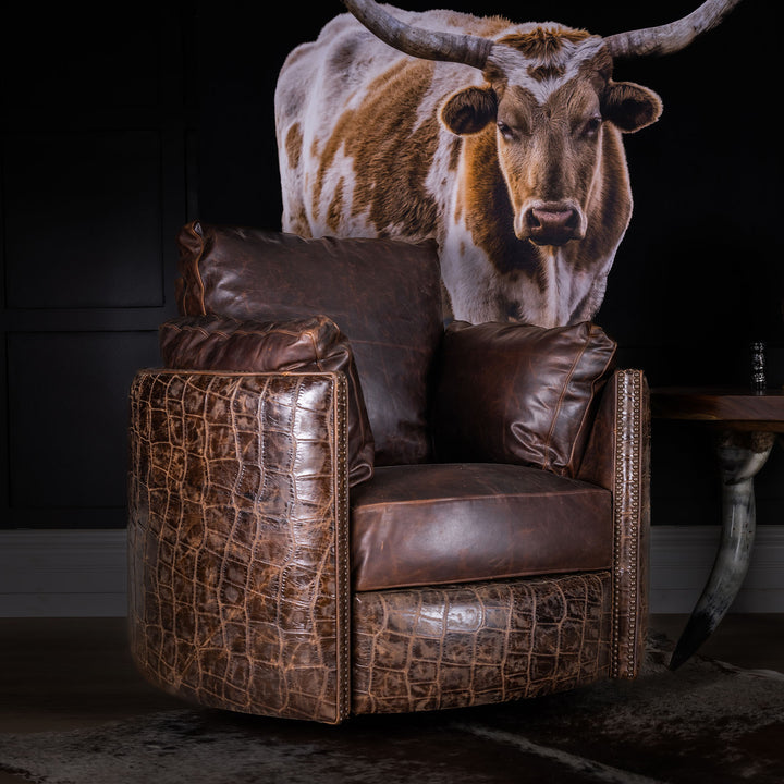 Parker Snug Leather Swivel Recliner