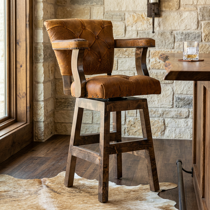 Rankin RJ Chisum Tufted Leather Barstool