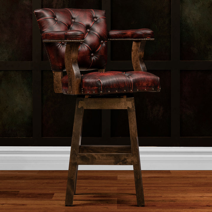 Red RJ Chisum Tufted Leather Barstool