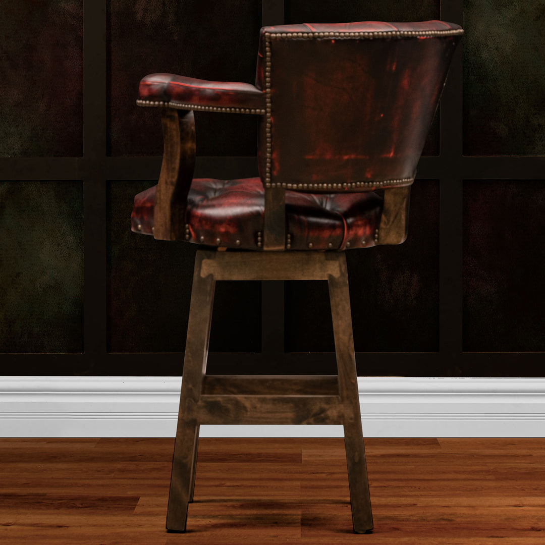 Red RJ Chisum Tufted Leather Barstool